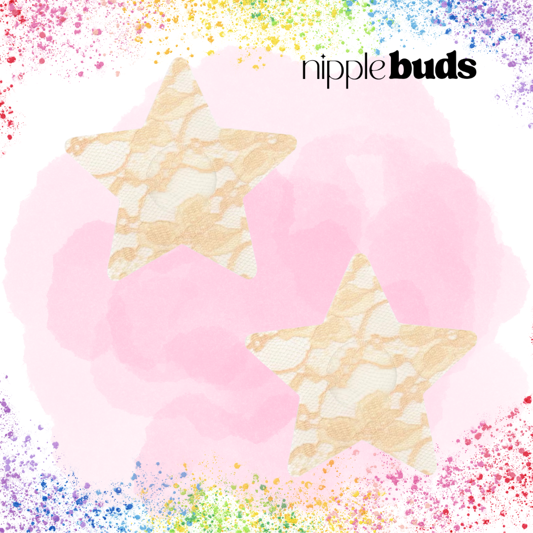 Beige Lace Star Nipple Pasties