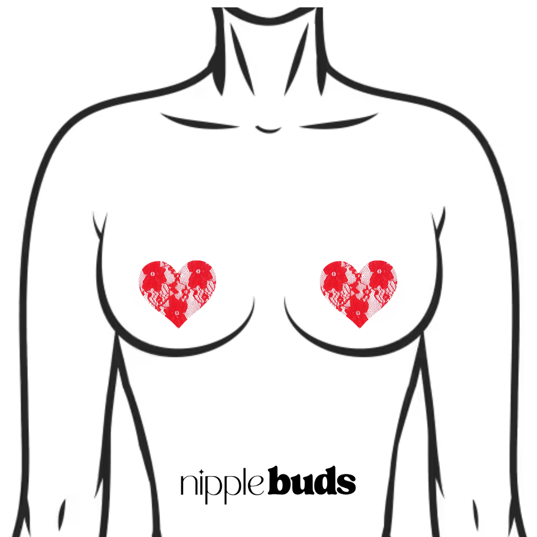 Red Lace Heart Nipple Pasties