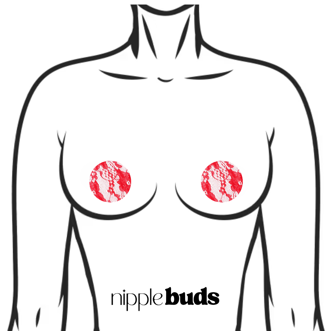 Red Lace Circle Nipple Pasties