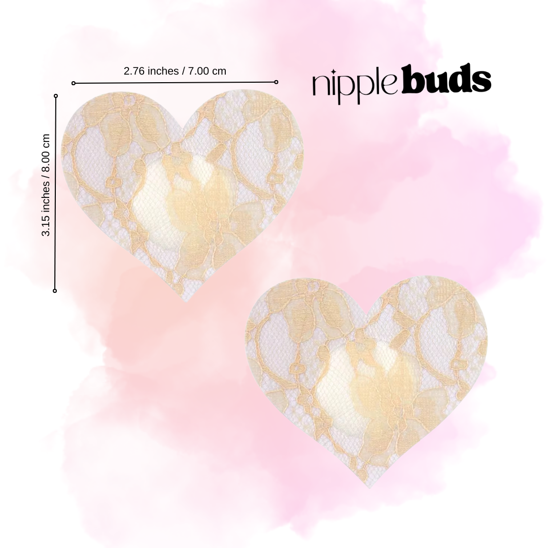 Beige Lace Heart Nipple Pasties