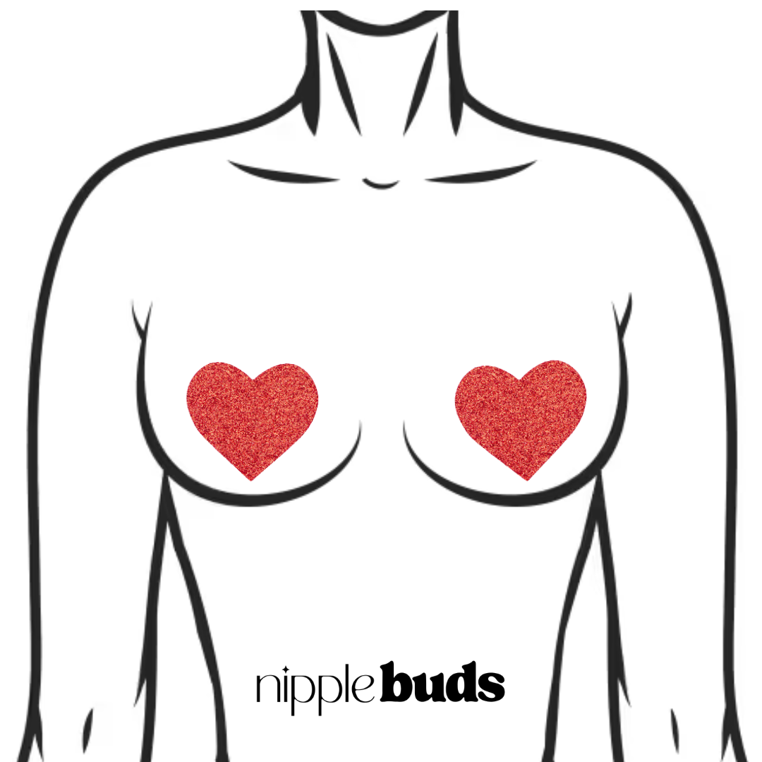 Red Glitter Heart Nipple Pasties