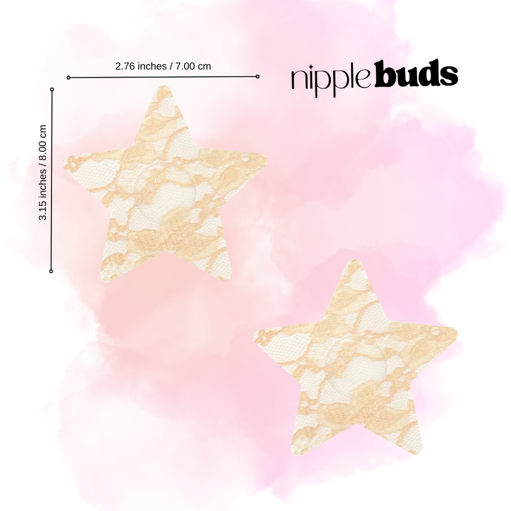 Beige Lace Star Nipple Pasties