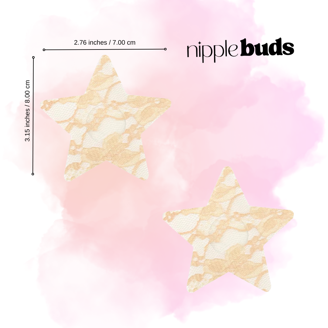 Beige Lace Star Nipple Pasties