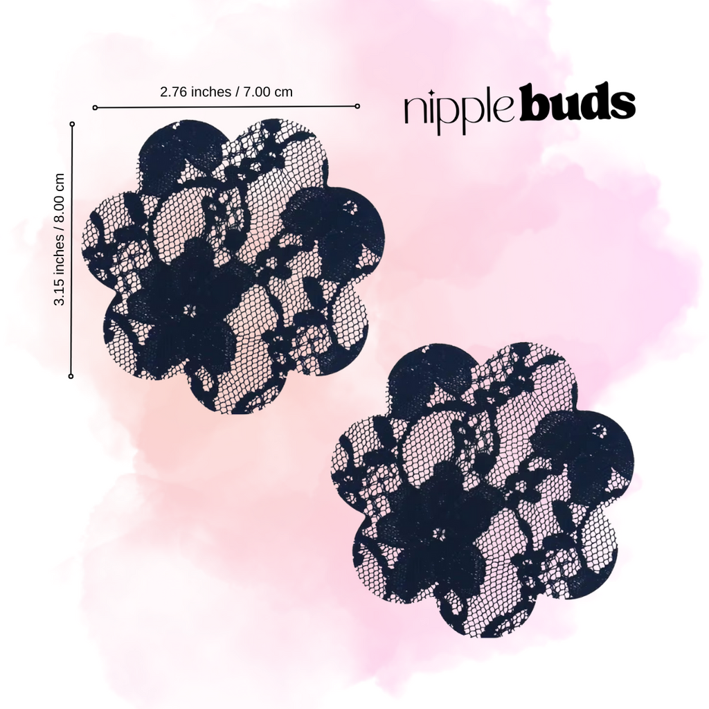 Black Lace Flower Nipple Pasties