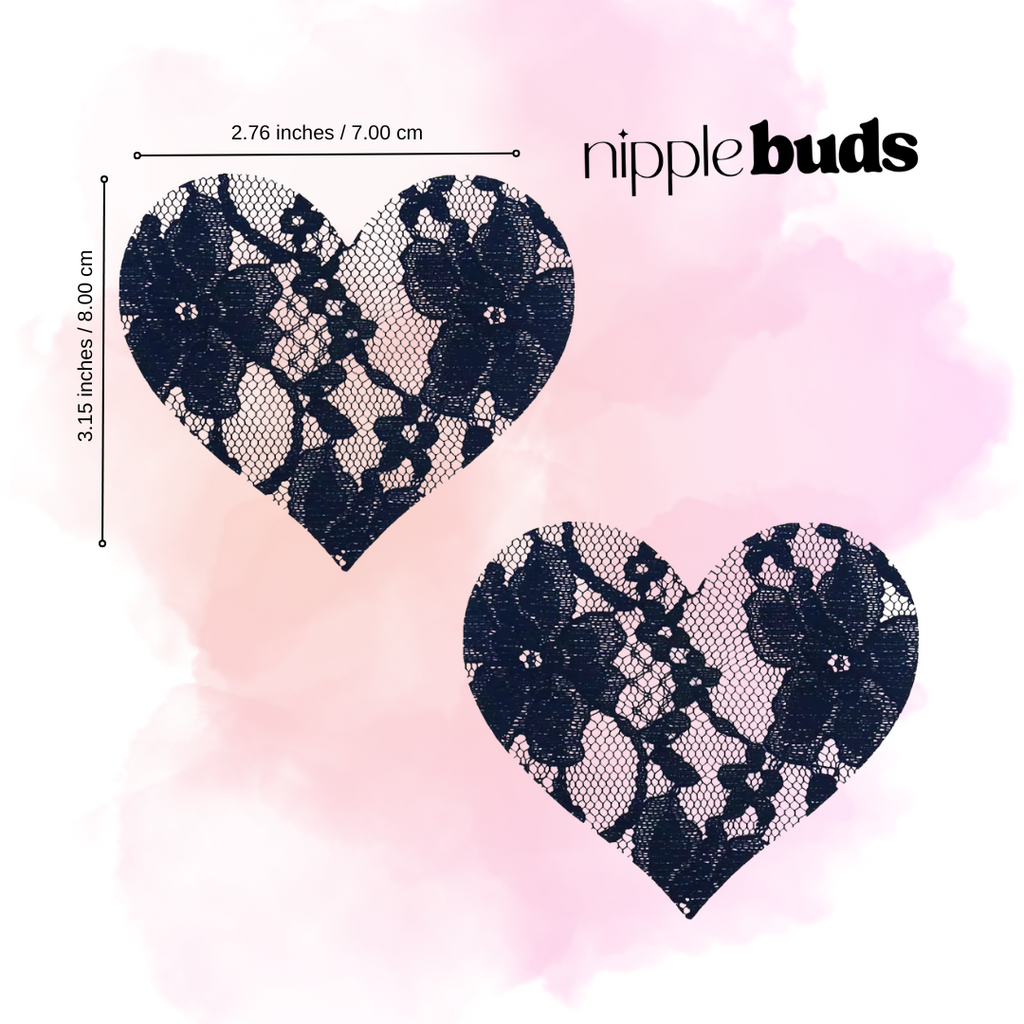 Black Lace Heart Nipple Pasties