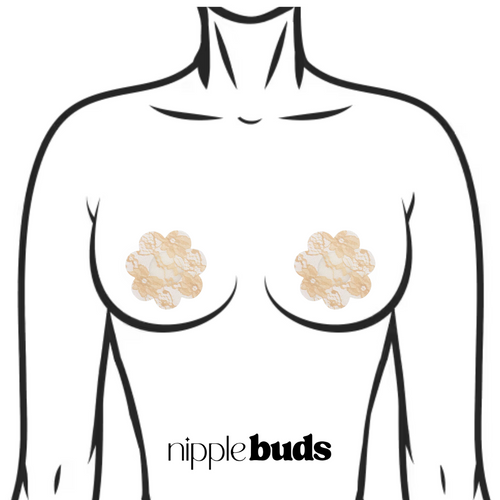Beige Lace Flower Nipple Pasties