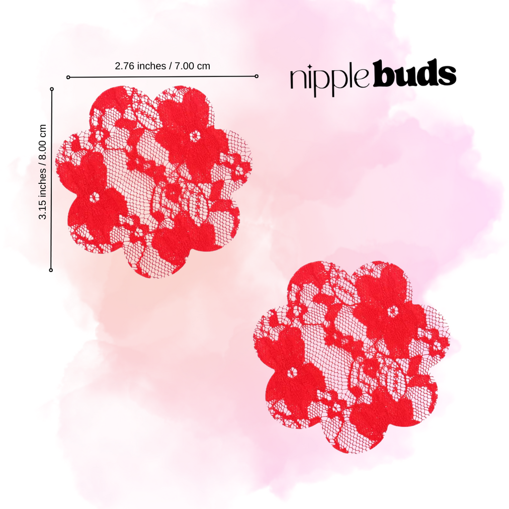 Red Lace Flower Nipple Pasties