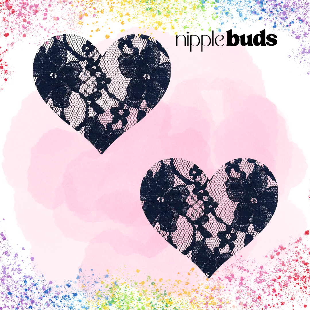 Black Lace Heart Nipple Pasties