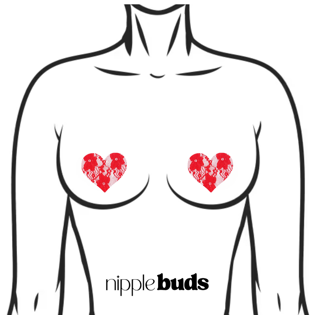 Red Lace Heart Nipple Pasties