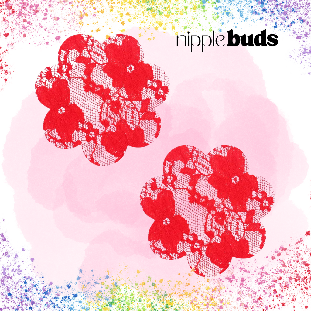 Red Lace Flower Nipple Pasties