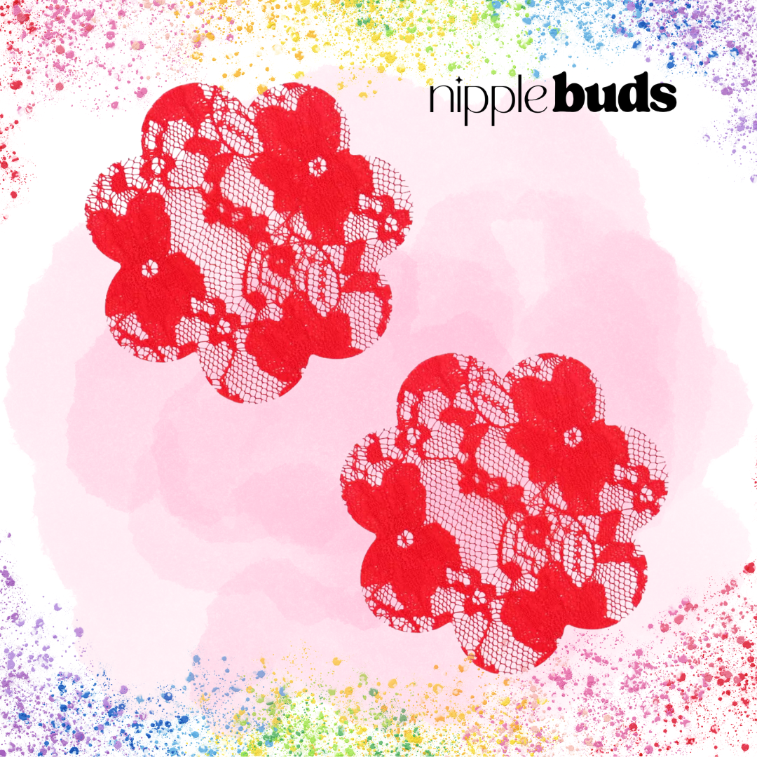Red Lace Flower Nipple Pasties