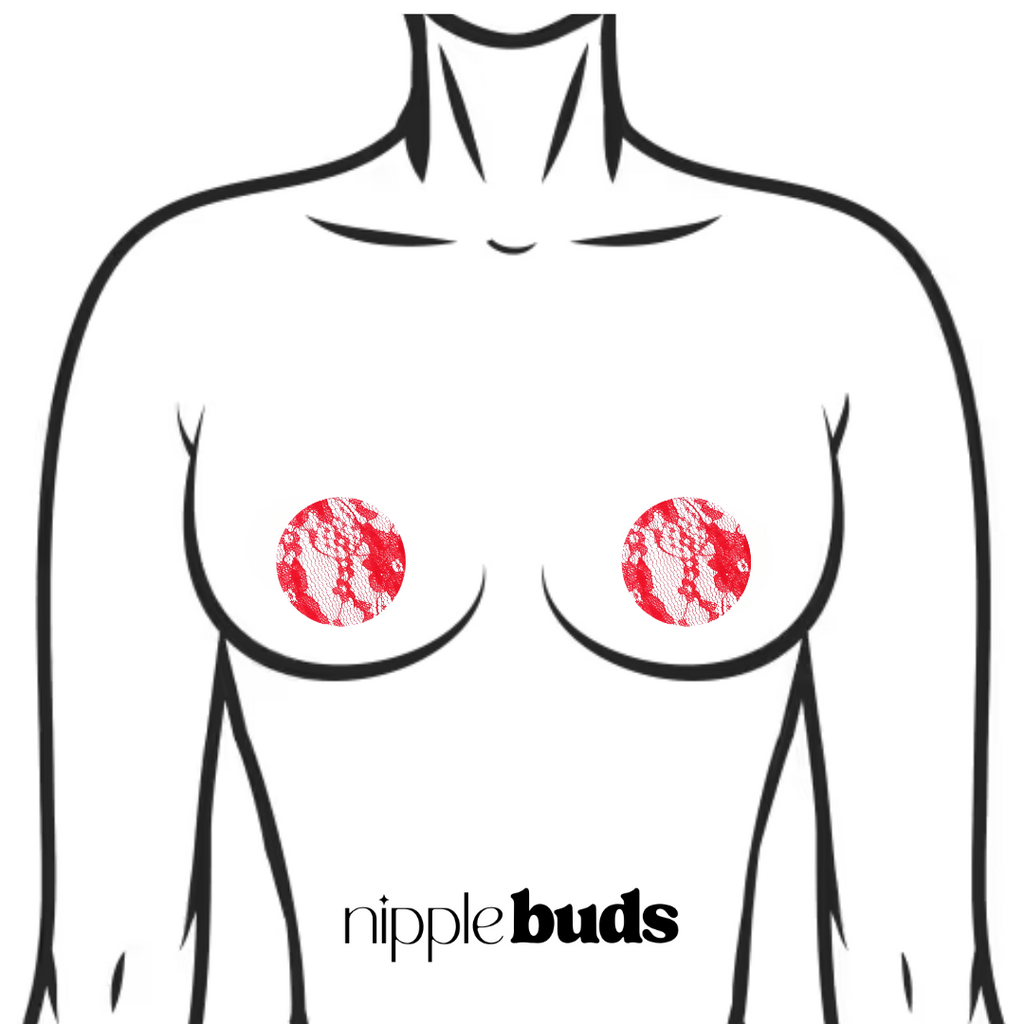 Red Lace Circle Nipple Pasties