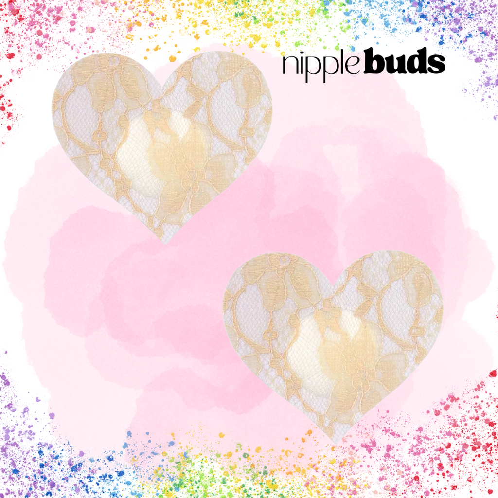 Beige Lace Heart Nipple Pasties
