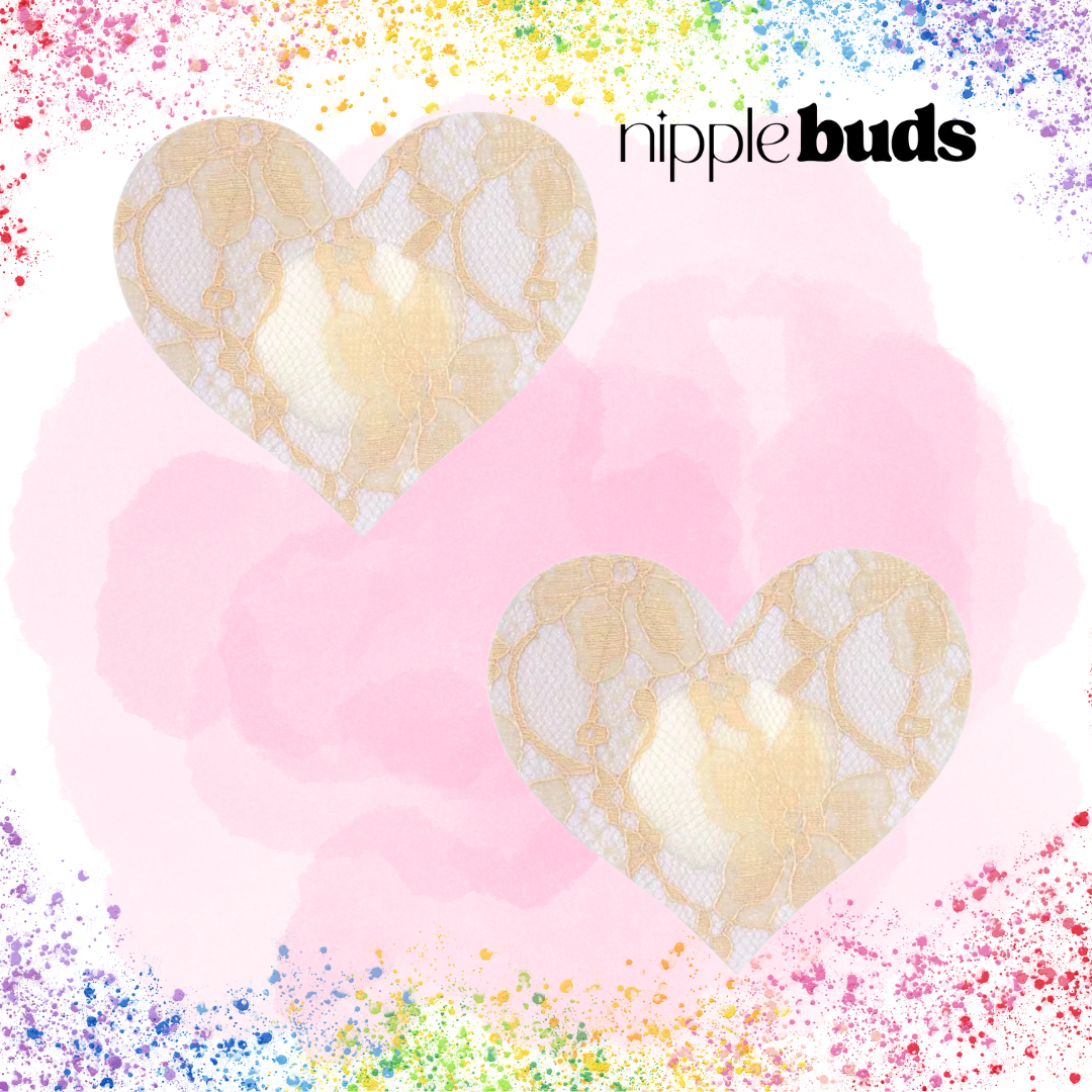 Beige Lace Heart Nipple Pasties