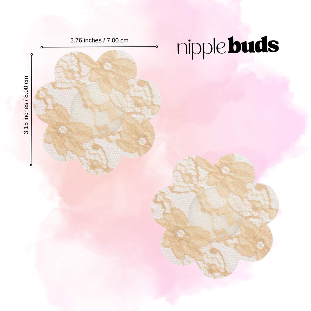 Beige Lace Flower Nipple Pasties