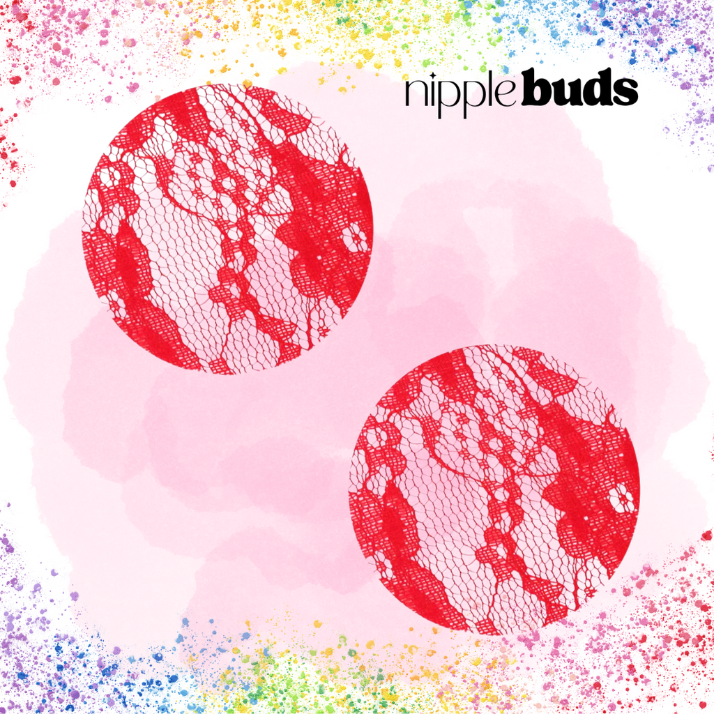 Red Lace Circle Nipple Pasties