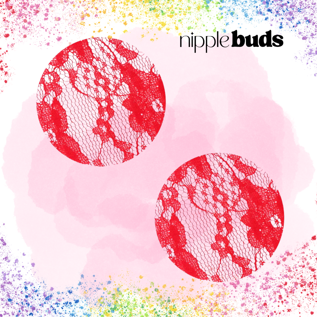 Red Lace Circle Nipple Pasties