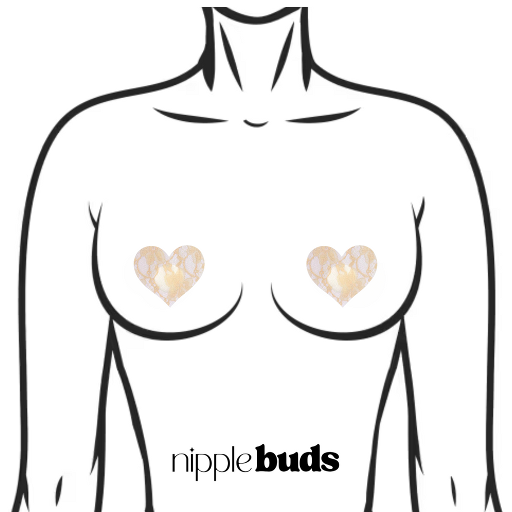 Beige Lace Heart Nipple Pasties