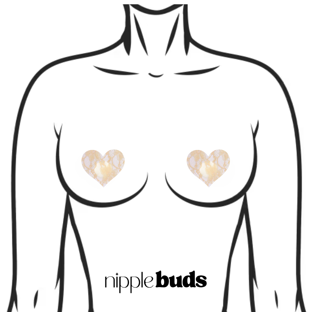 Beige Lace Heart Nipple Pasties