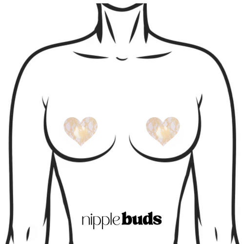 Beige Lace Heart Nipple Pasties