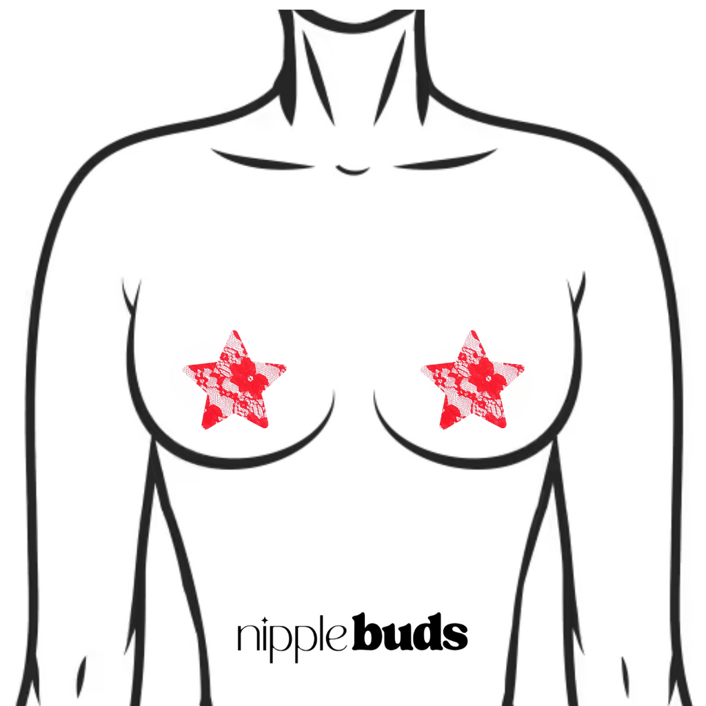 Red Lace Star Nipple Pasties