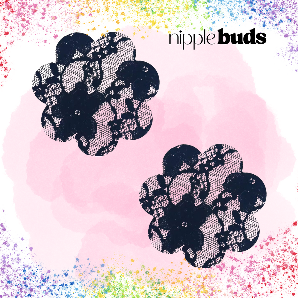 Black Lace Flower Nipple Pasties