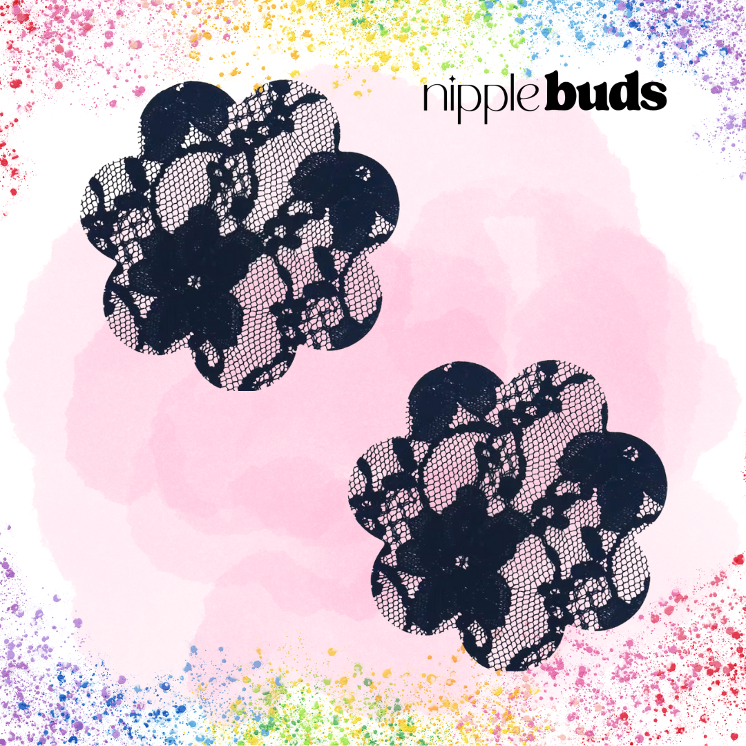 Black Lace Flower Nipple Pasties