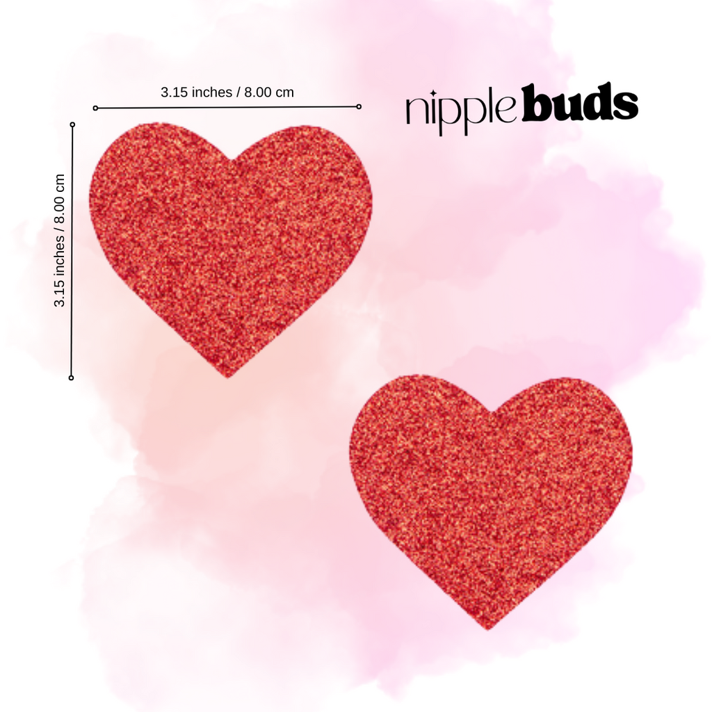 Red Glitter Heart Nipple Pasties