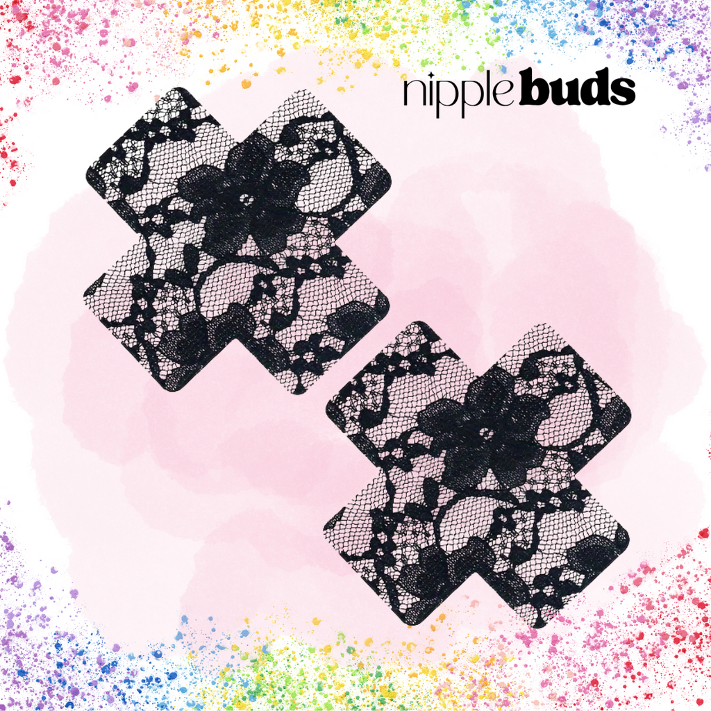 Black Cross Lace Nipple Pasties