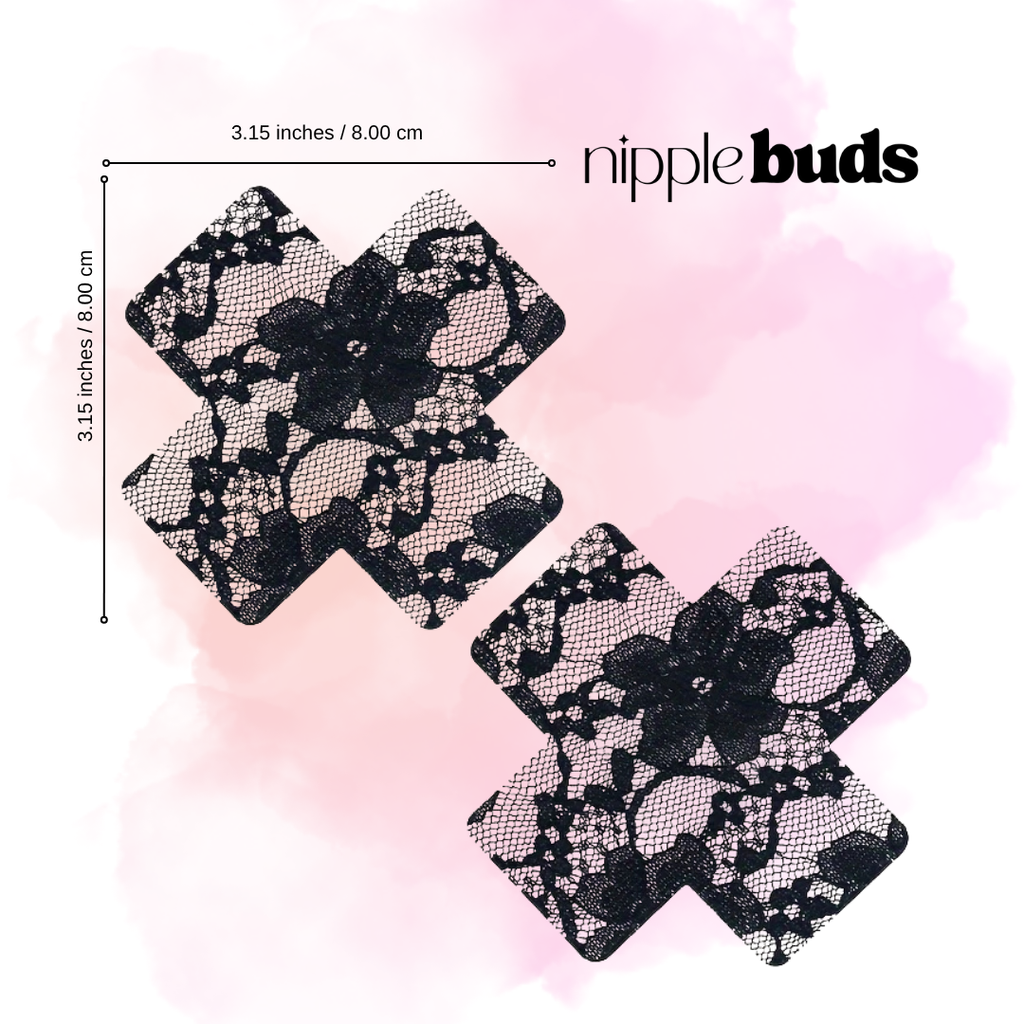 Black Cross Lace Nipple Pasties