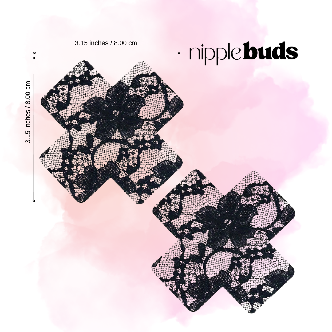 Black Cross Lace Nipple Pasties